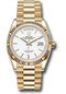 Rolex Yellow Gold Day-Date 36 Watch - Fluted Bezel - White Index Dial - President Bracelet - 128238 wip
